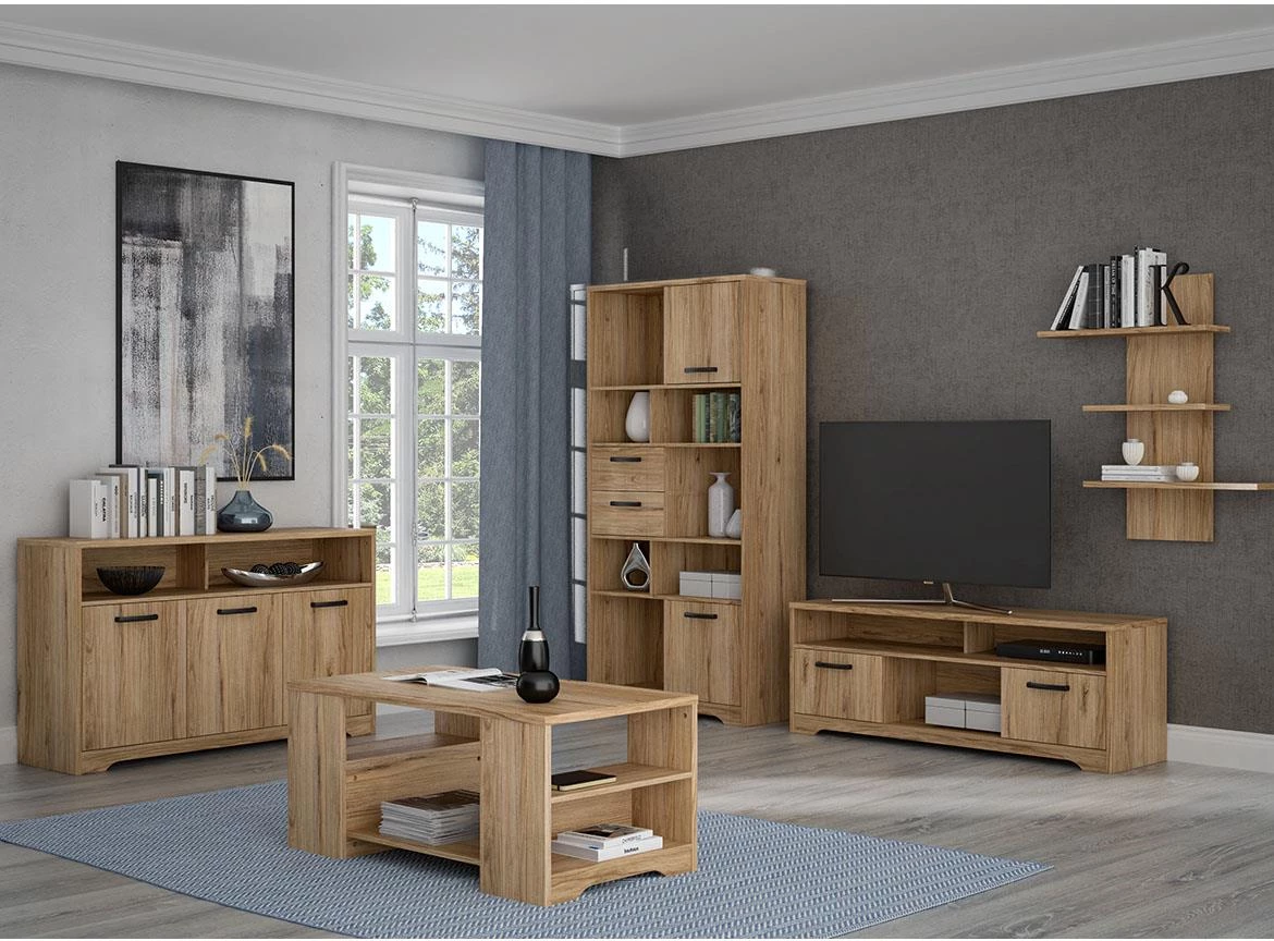 Jodaki JDKK2311-D89 komoda 3 vrata+2 otvora 139,2x42x85,2 cm hrast