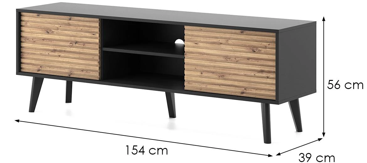 Willow WRTV154 tv komoda 2 vrata+1 polica 154x39x56 cm hrast/crna