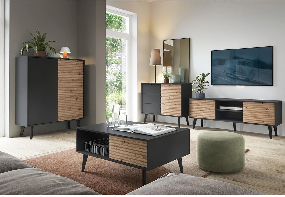 Willow WRTV154 tv komoda 2 vrata+1 polica 154x39x56 cm hrast/crna