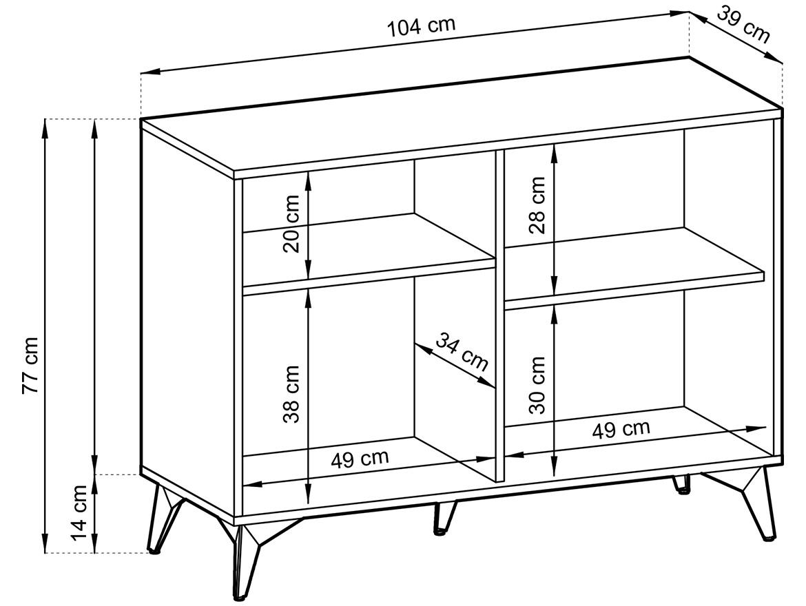 Diamond K104 komoda 2 vrata 103,5x39x76,7 cm hrast/crna