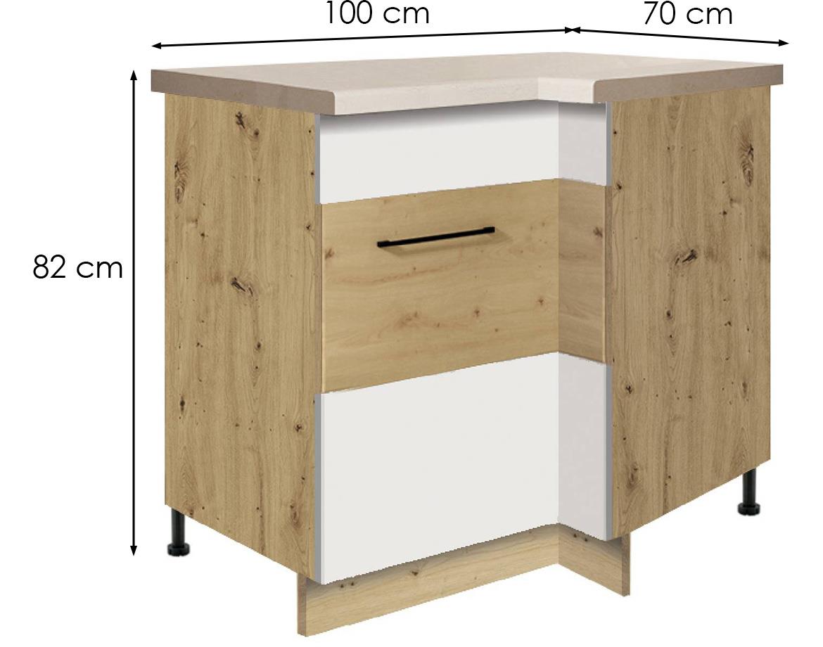 Infinity 15D L kutni kuhinjski element 1 vrata 100x70x82 cm bela/hrast