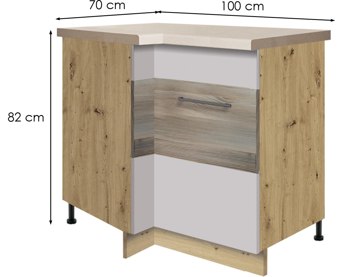 Infinity 14D kutni kuhinjski element 1 vrata 100x70x82 cm latte/hrast