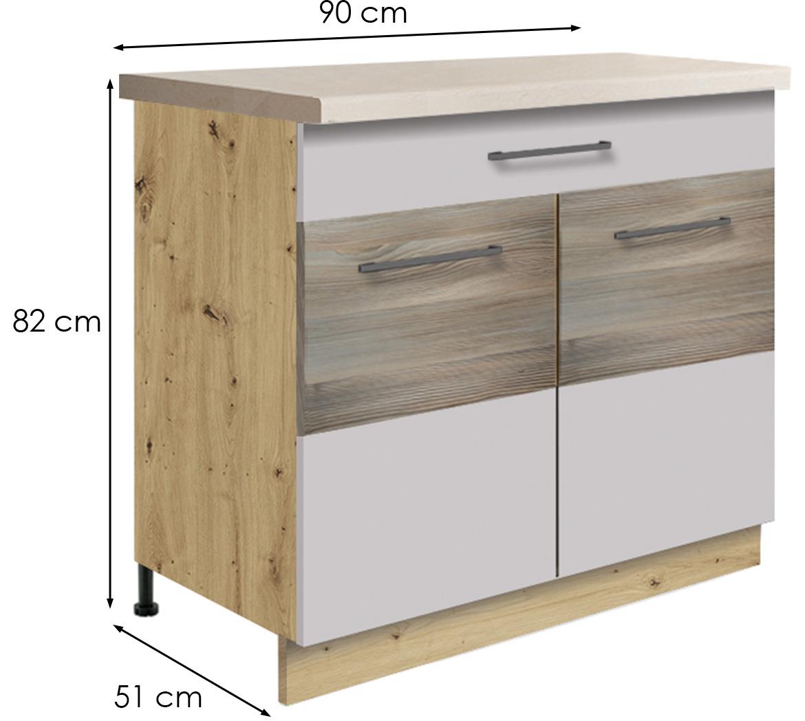 Infinity 7D kuhinjski element 2 vrata+1 fioka  90x51x82 cm latte/hrast