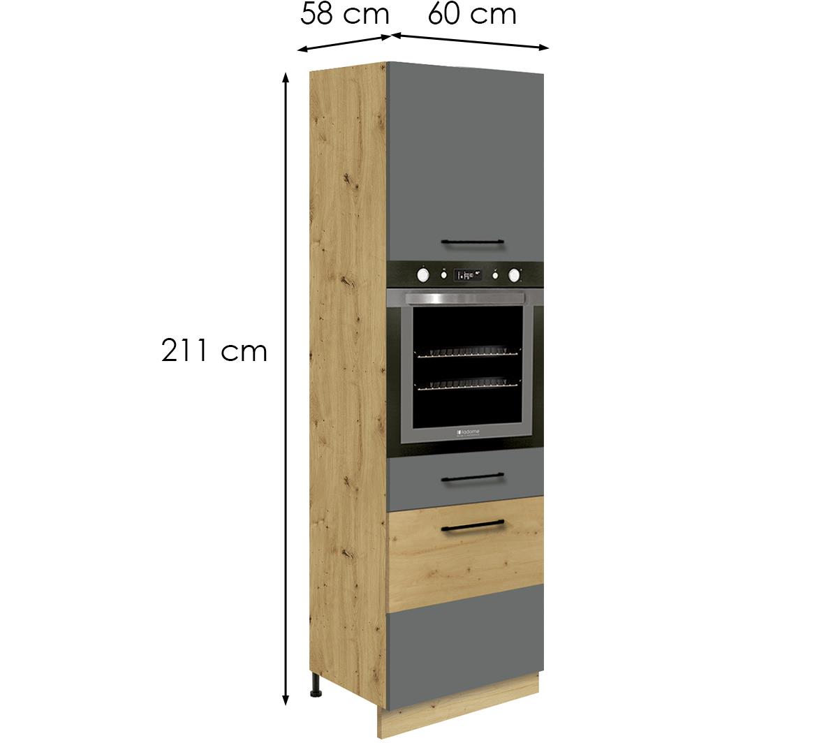 Infinity 20D kuhinjski element  2 vrata+ 1 fioka 60x58x211 cm siva/hrast