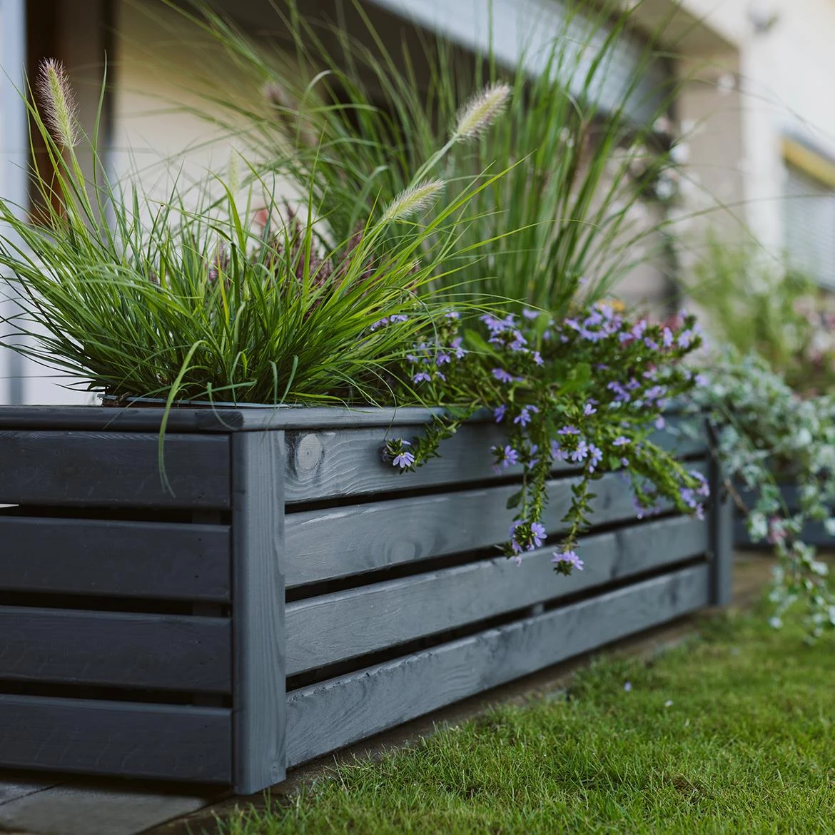 Drvena saksija za cvece Kwartet IV siva