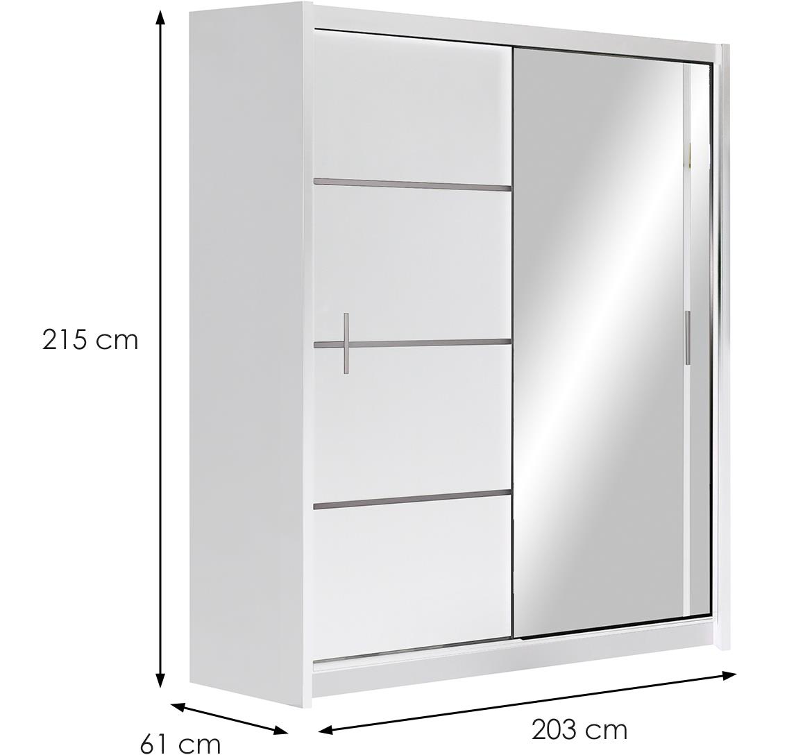 Vista kl.ormar 2 vrata/ogledalo 203x61x215 cm beli