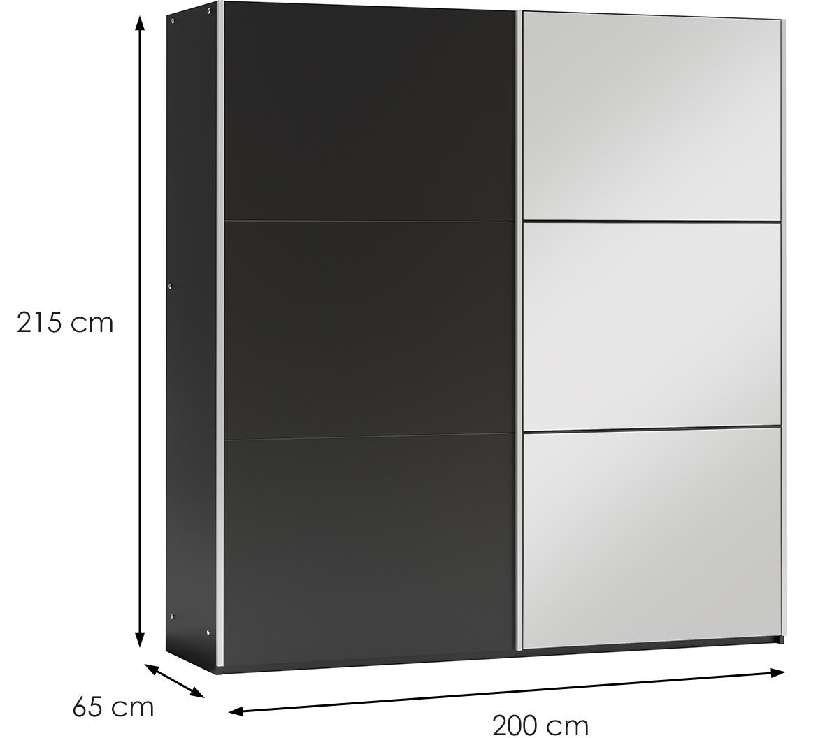 Vigo kl.ormar 2 vrata/ogledalo 200x65x215 cm crni