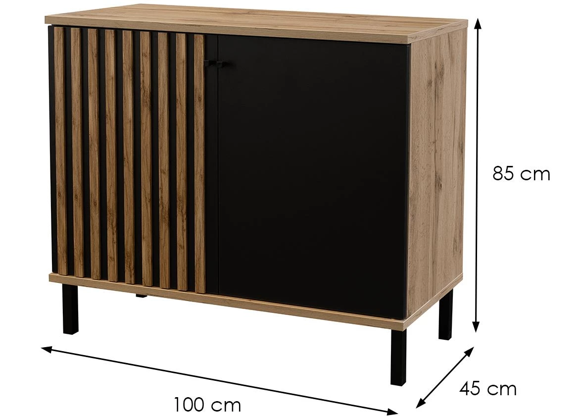 London komoda 2 vrata 100x45x85 cm natur (artisan hrast)/crna