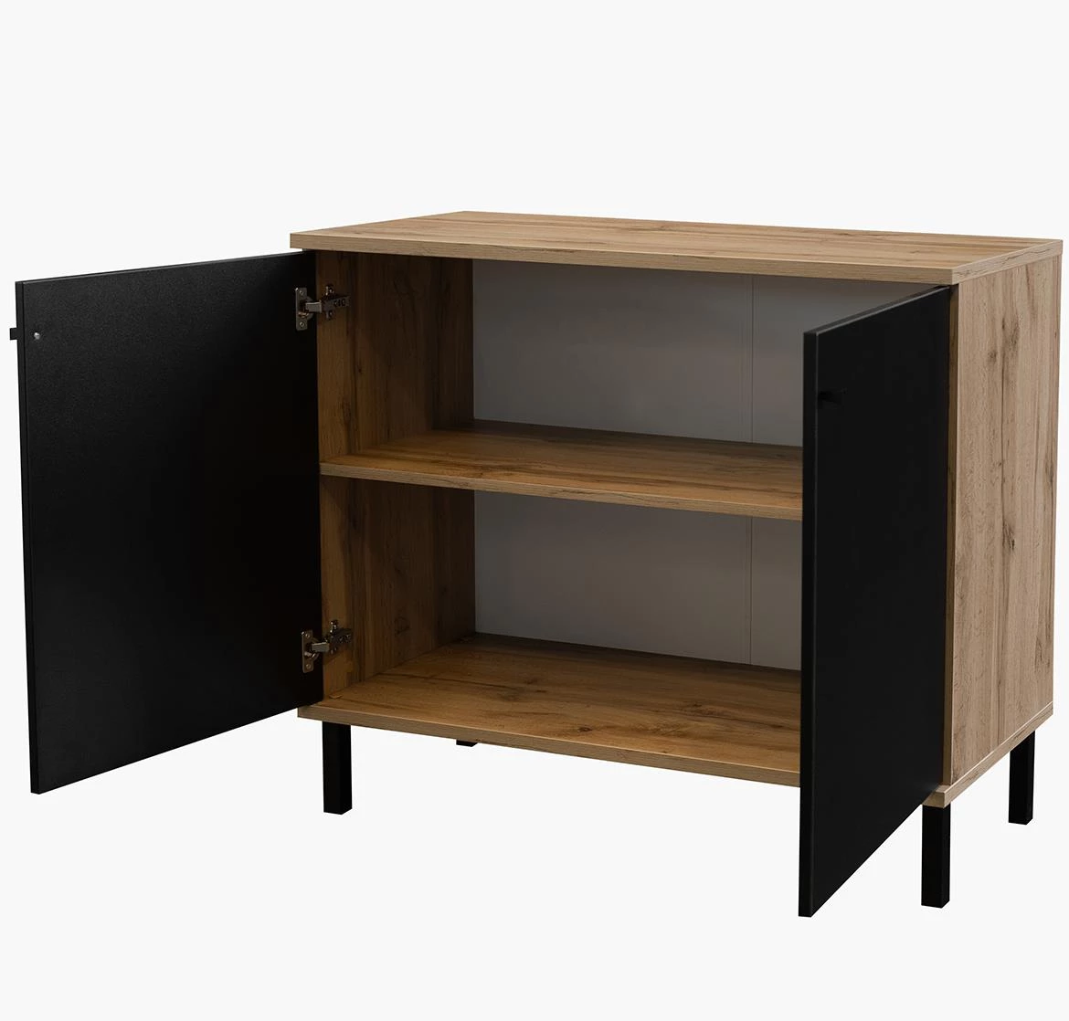 London komoda 2 vrata 100x45x85 cm natur (artisan hrast)/crna