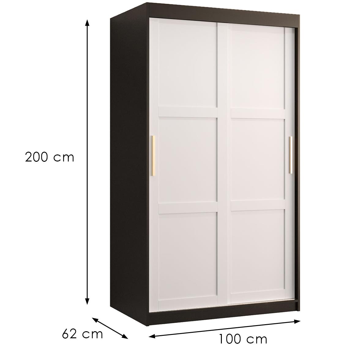 Amiro 1 klizni ormar 2 vrata 100x62x200 cm crno/beli