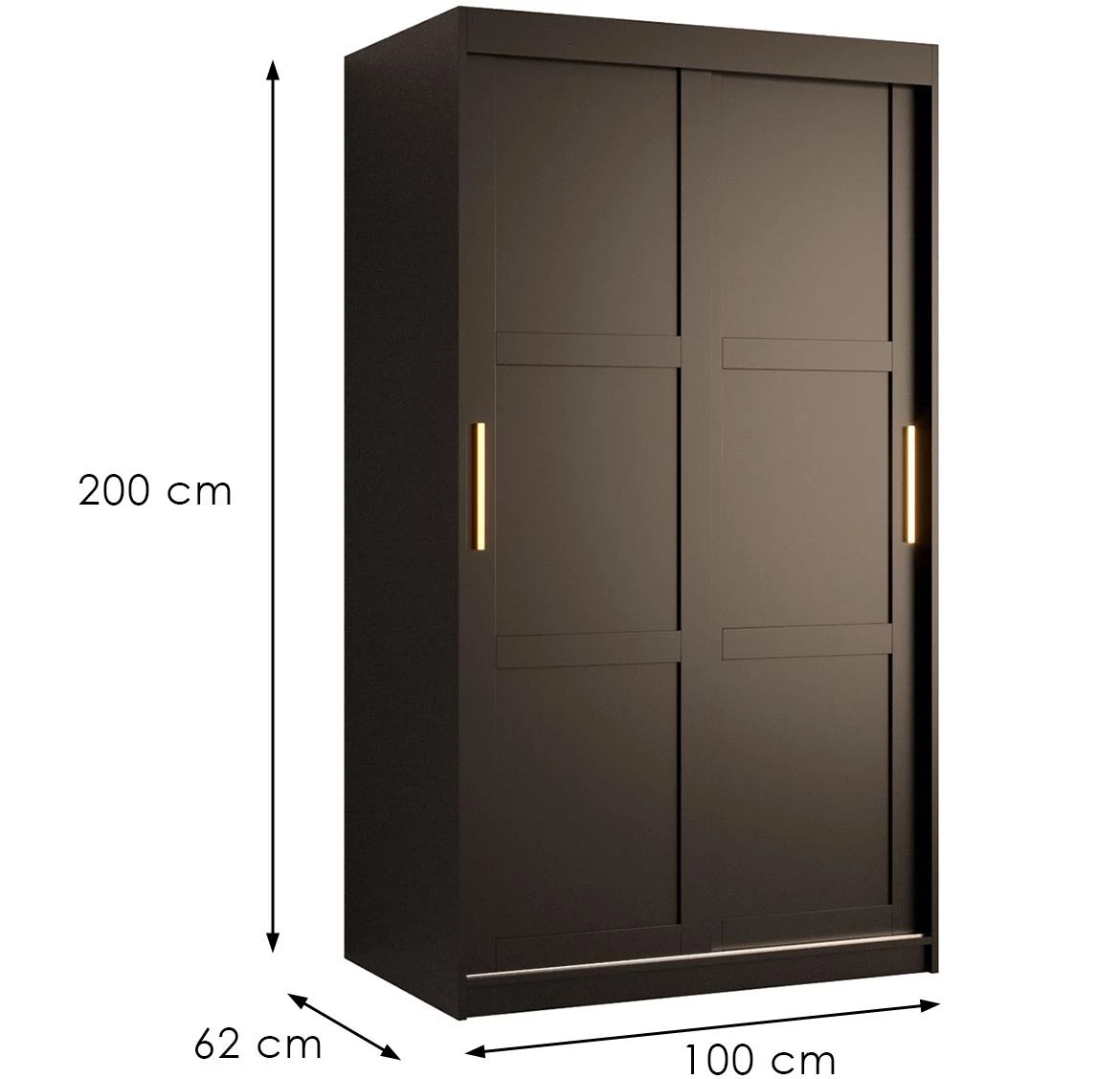 Amiro 1 klizni ormar 2 vrata 100x62x200 cm crni