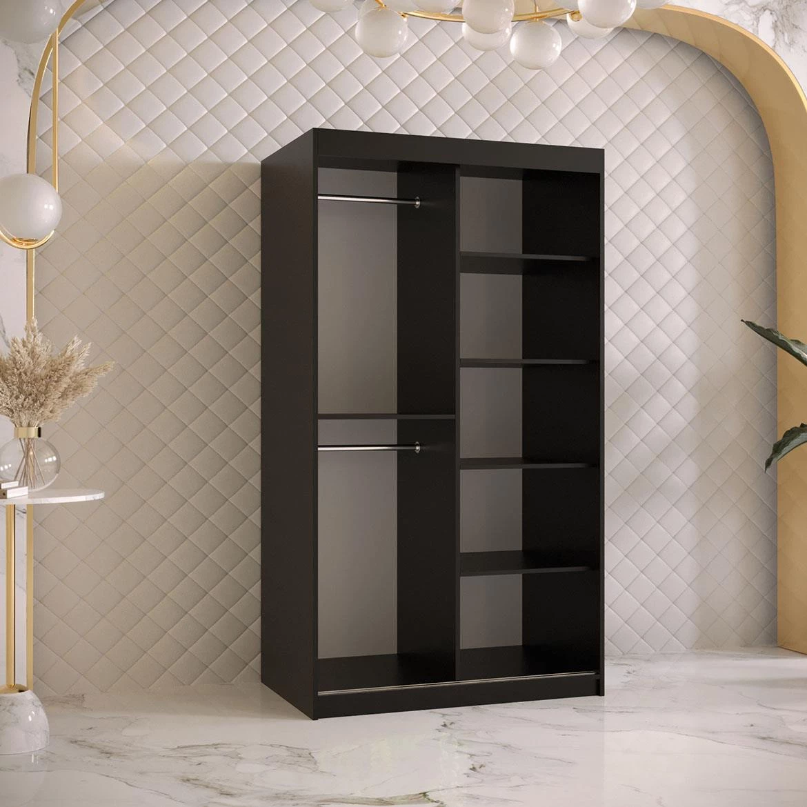 Amiro 1 klizni ormar 2 vrata 100x62x200 cm crni