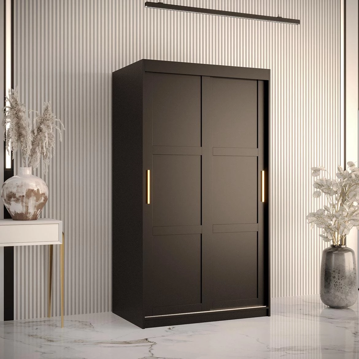 Amiro 1 klizni ormar 2 vrata 100x62x200 cm crni