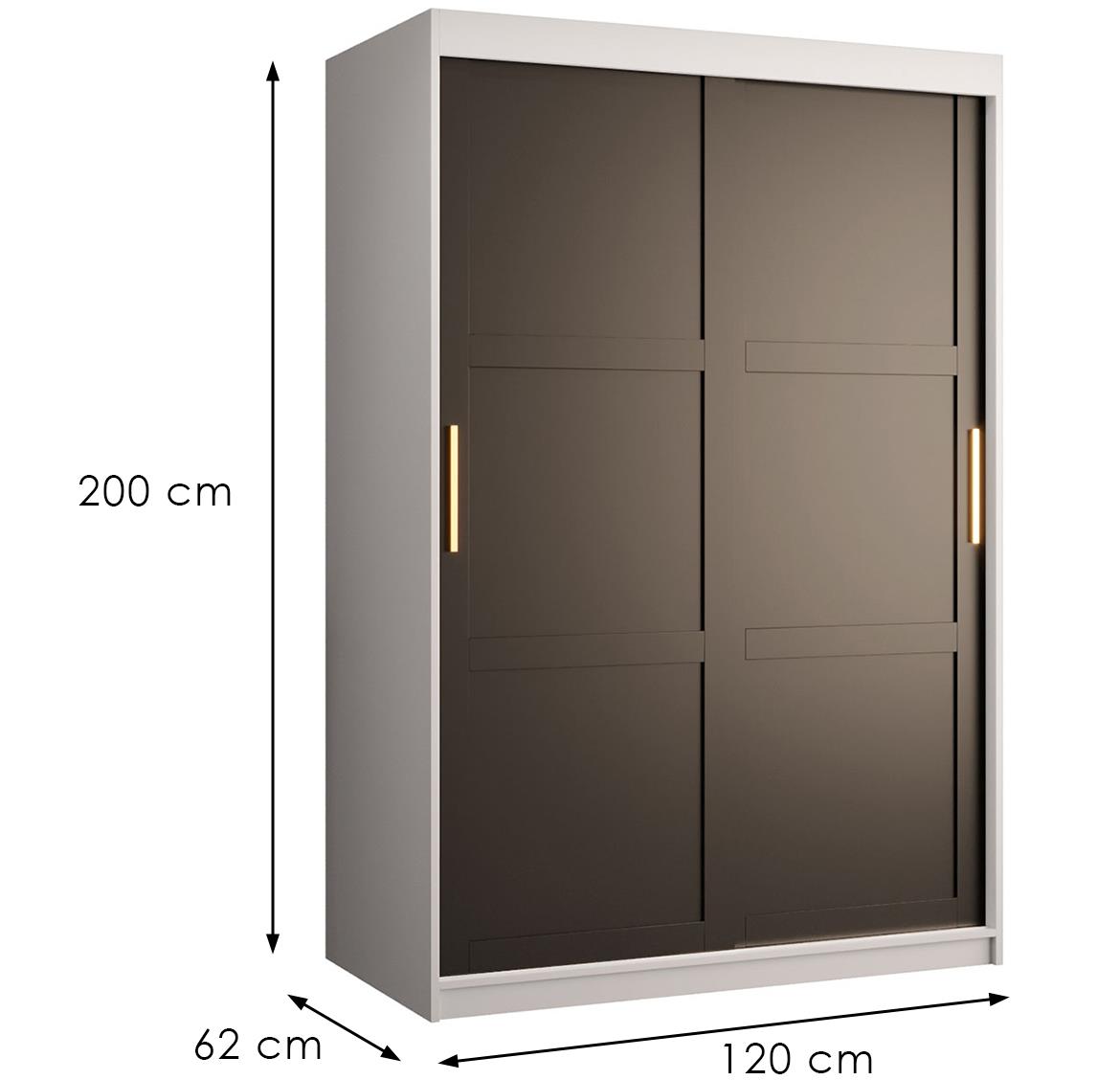 Amiro 1 klizni ormar 2 vrata 120x62x200 cm belo/crni