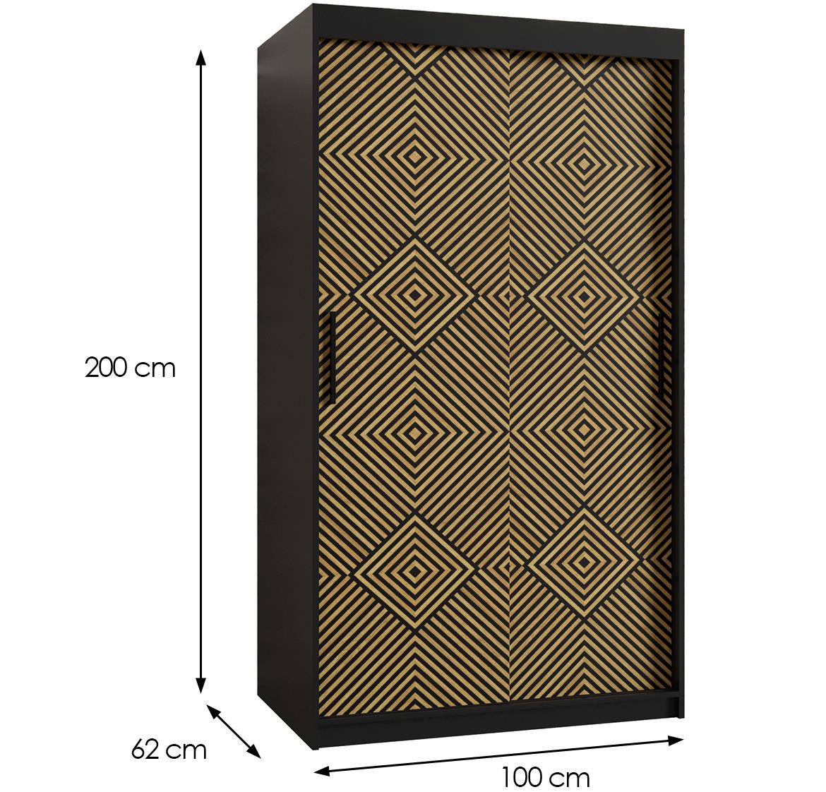 Zulu klizni ormar 2 vrata 100x62x200 cm crni/natur