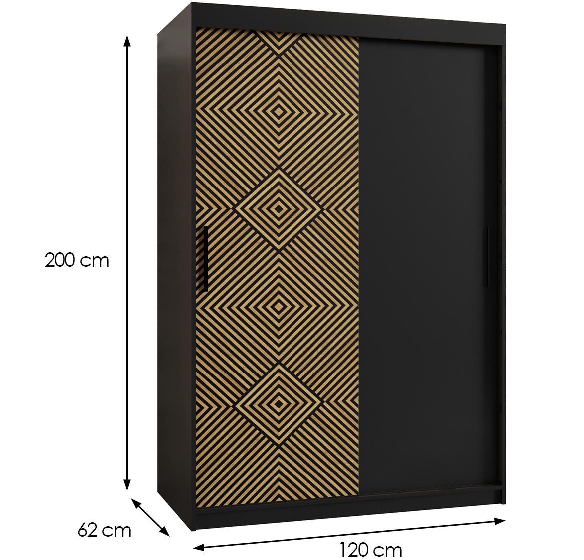 Zulu klizni ormar 2 vrata 120x62x200 cm crni/natur