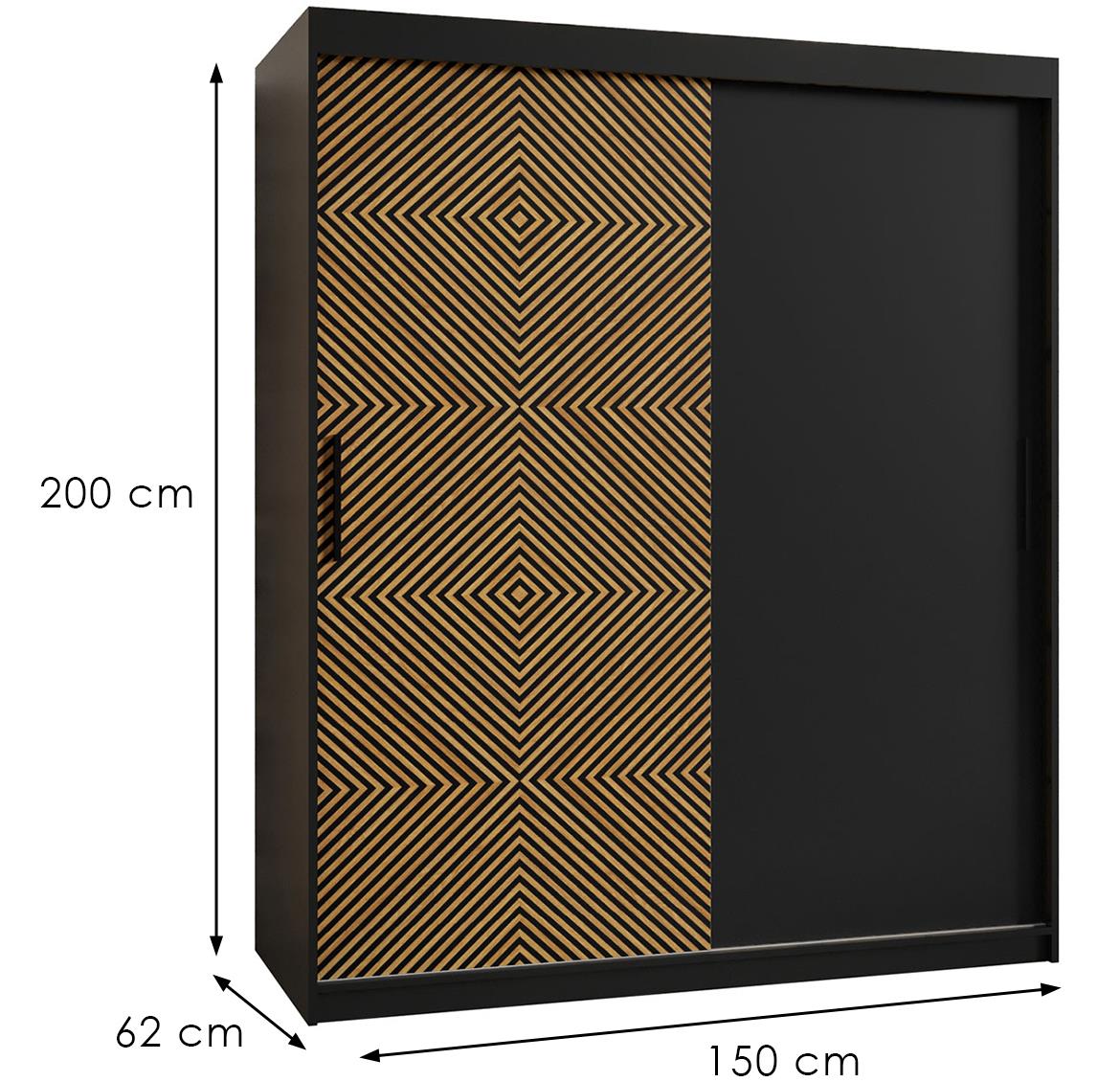 Laos klizni ormar 2 vrata 150x62x200 cm crni/natur