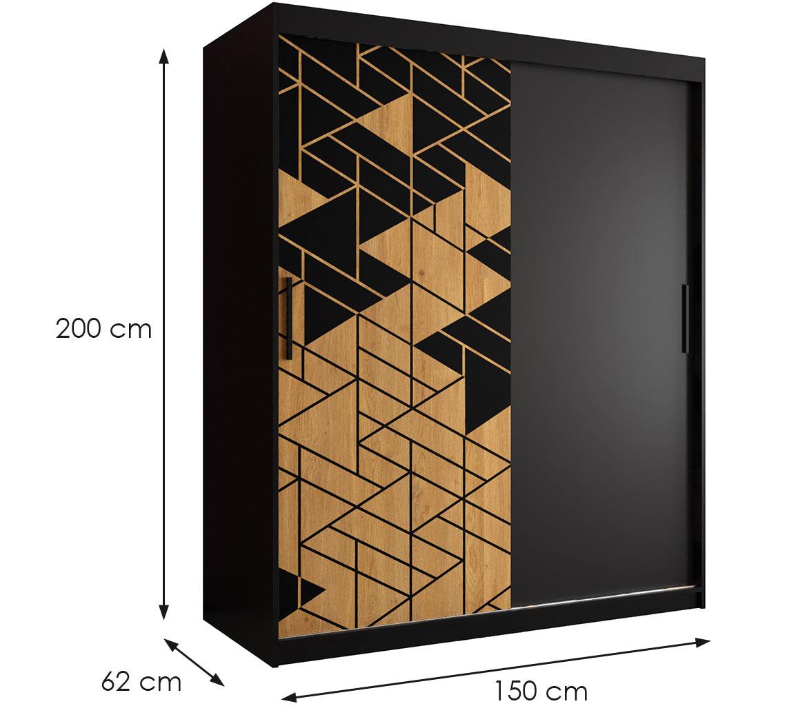 Sandakan klizni ormar 2 vrata 150x62x200 cm crni/natur