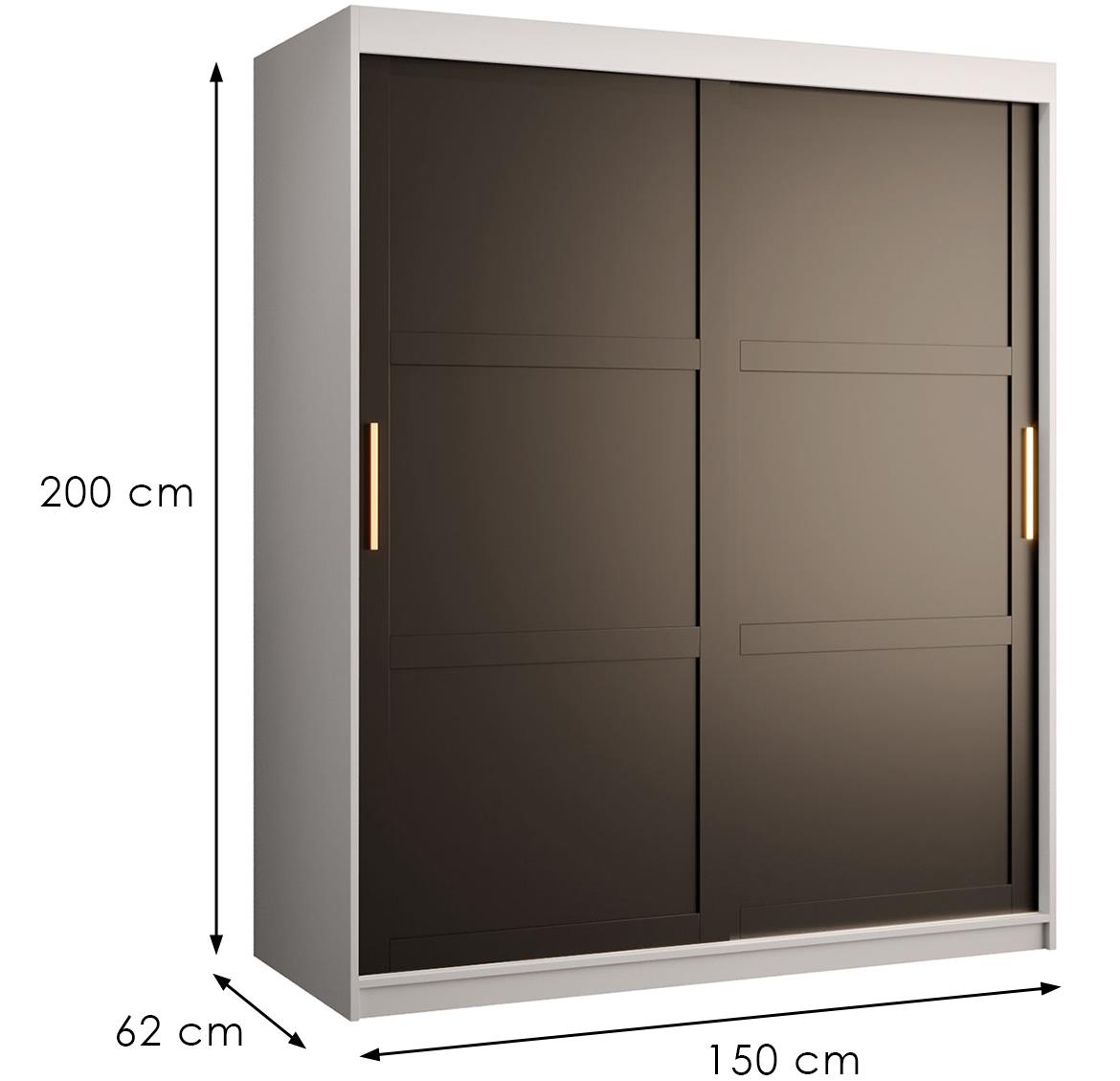 Amiro 1 klizni ormar 2 vrata 150x62x200 cm belo/crni