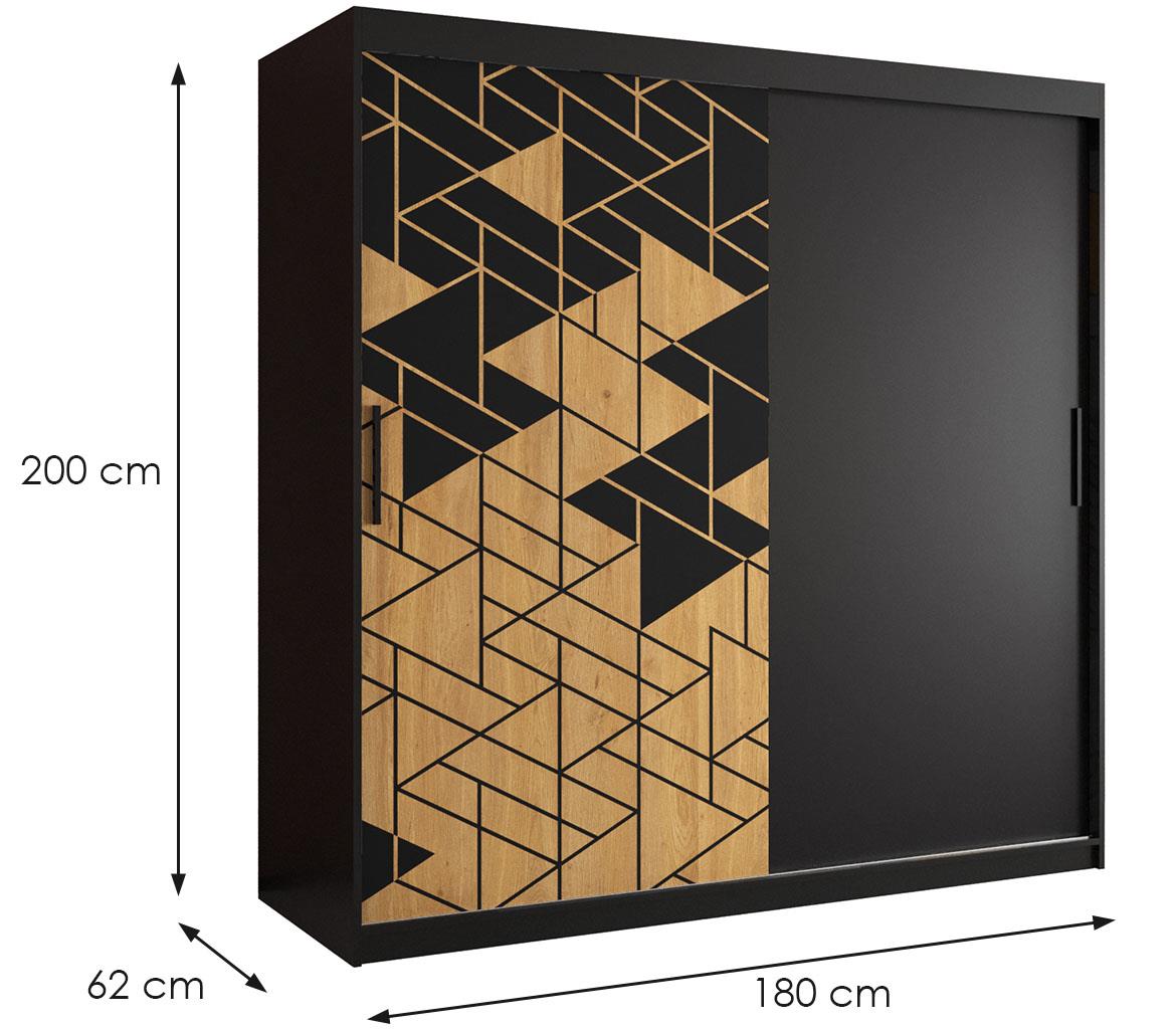 Sandakan klizni ormar 2 vrata 180x62x200 cm crni/natur