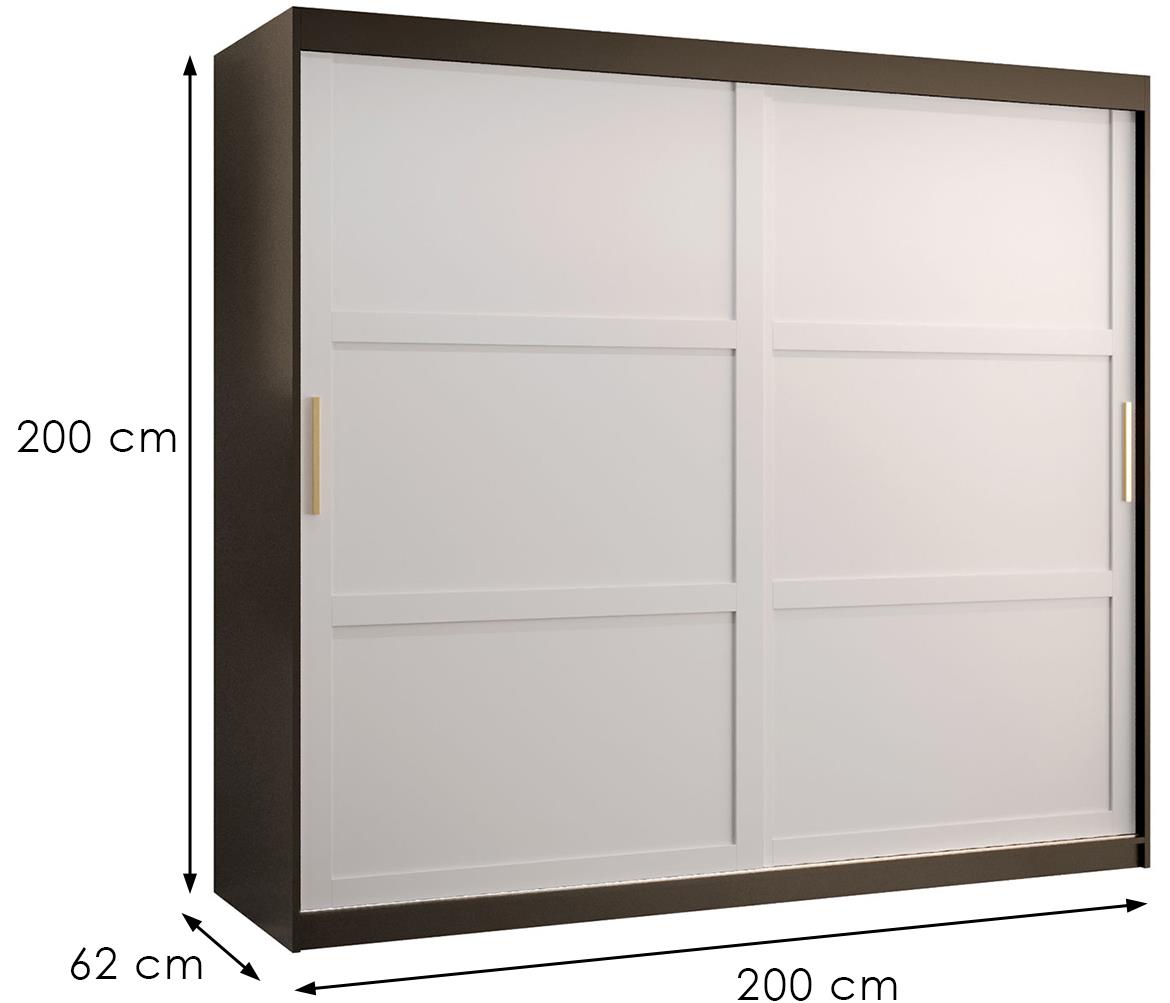 Amiro 1 klizni ormar 2 vrata 200x62x200 cm crno/beli