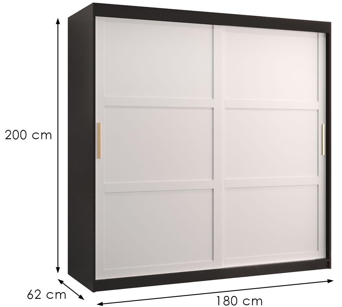 Amiro 1 klizni ormar 2 vrata 180x62x200 cm crno/beli