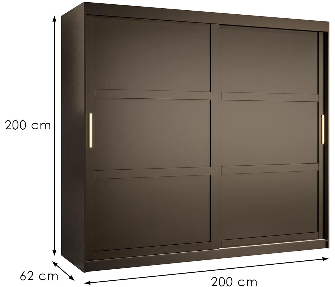 Amiro 1 klizni ormar 2 vrata 200x62x200 cm crni