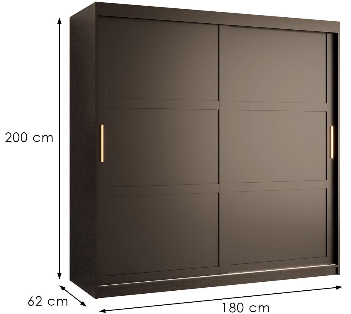 Amiro 1 klizni ormar 2 vrata 180x62x200 cm crni