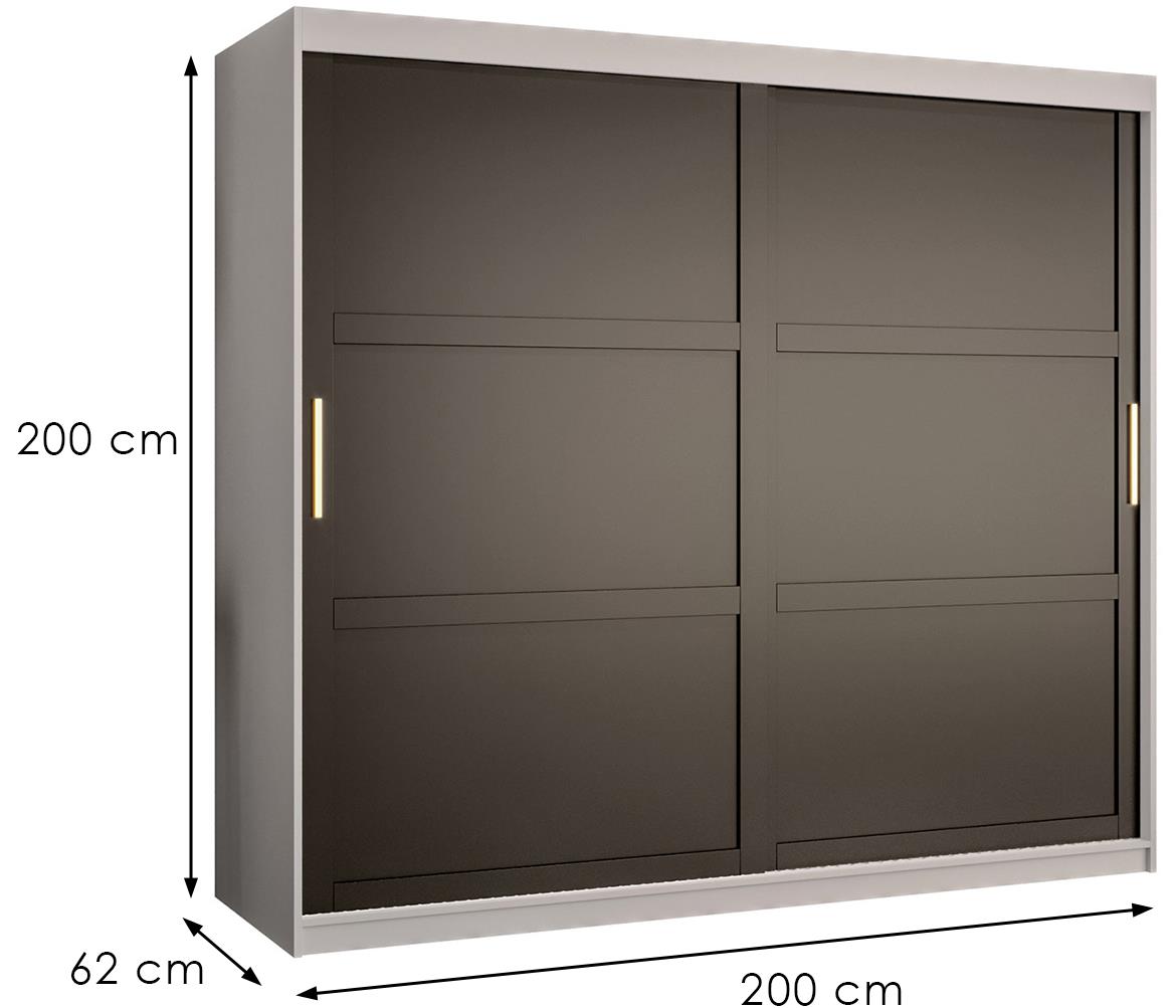 Amiro 1 klizni ormar 2 vrata 200x62x200 cm belo/crni