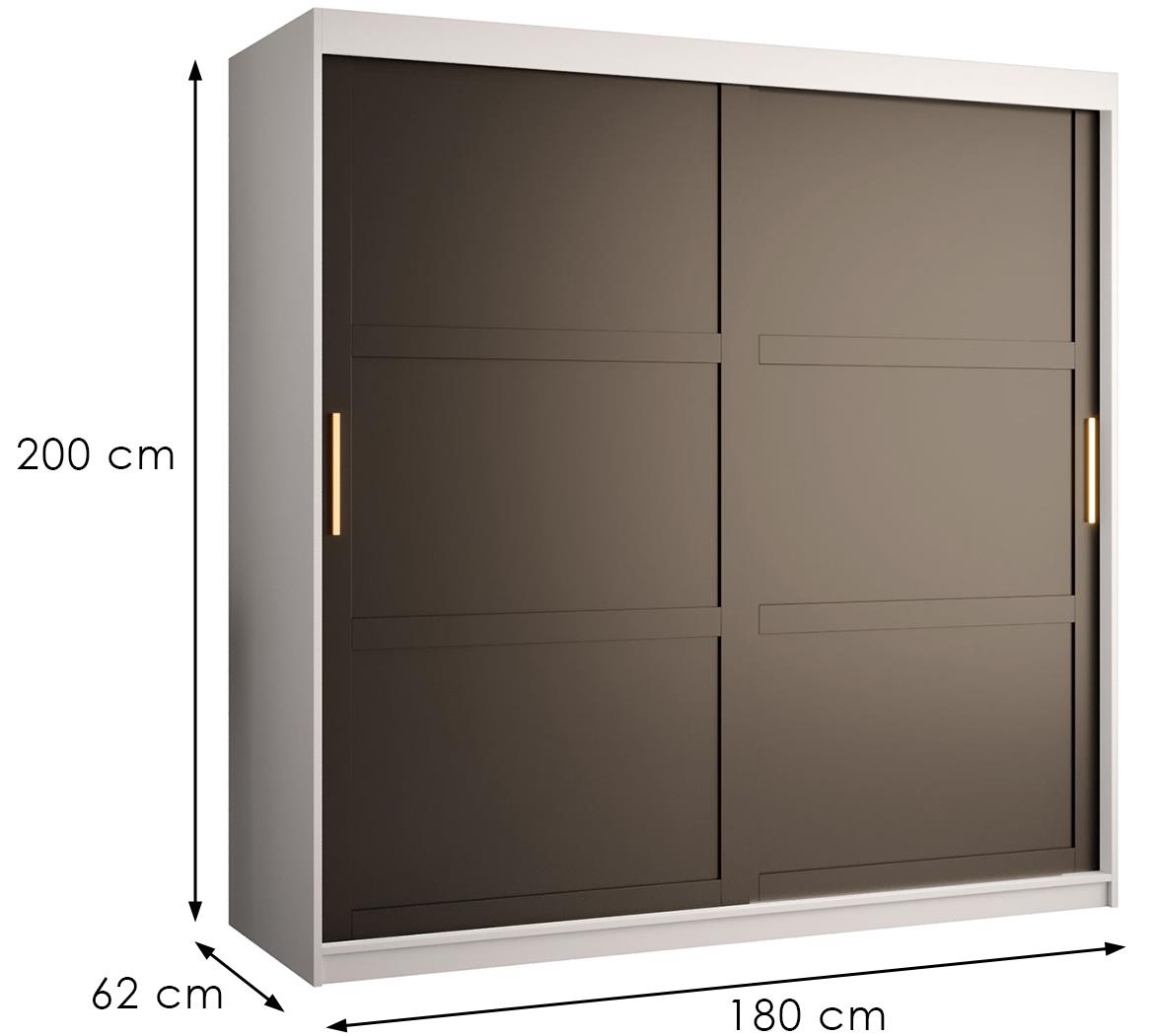 Amiro 1 klizni ormar 2 vrata 180x62x200 cm belo/crni