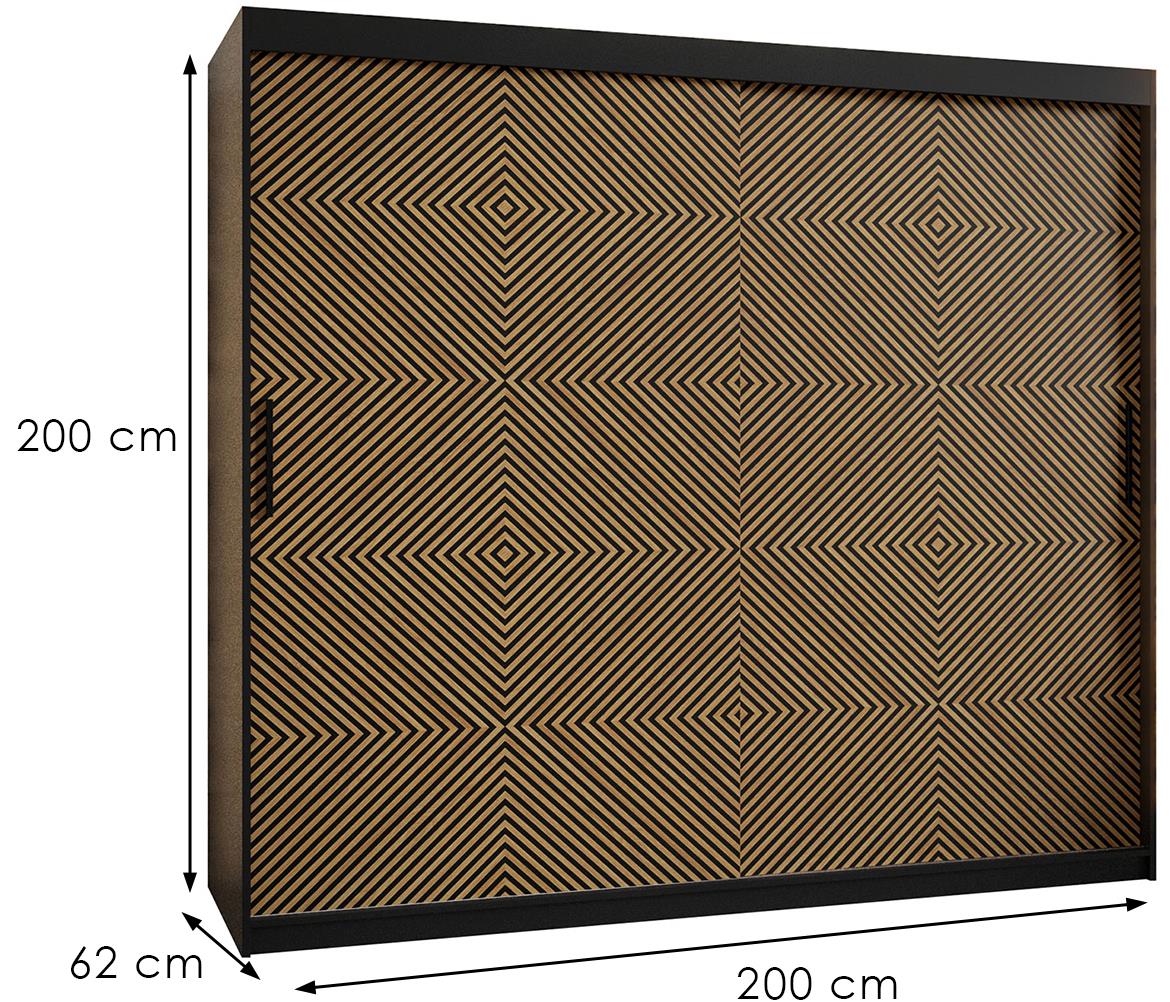 Laos klizni ormar 2 vrata 200x62x200 cm crni/natur