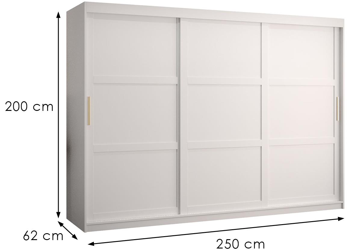 Amiro klizni ormar 3 vrata 250x62x200 cm beli