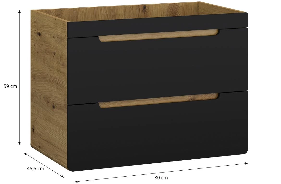 Bronx 80 kupatilska baza 80x45,5x59 cm hrast crna
