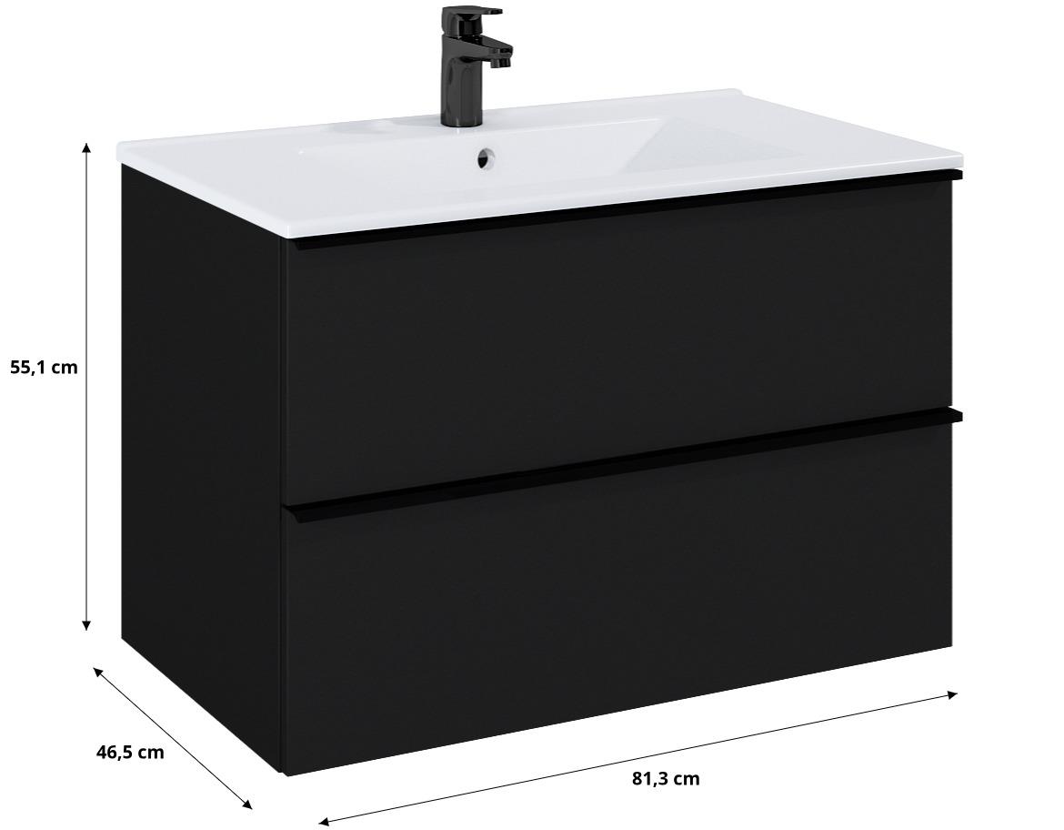 Merkado 80 2S kupatilska baza sa umivaonikom 81,3x46,5x55,1 cm crna