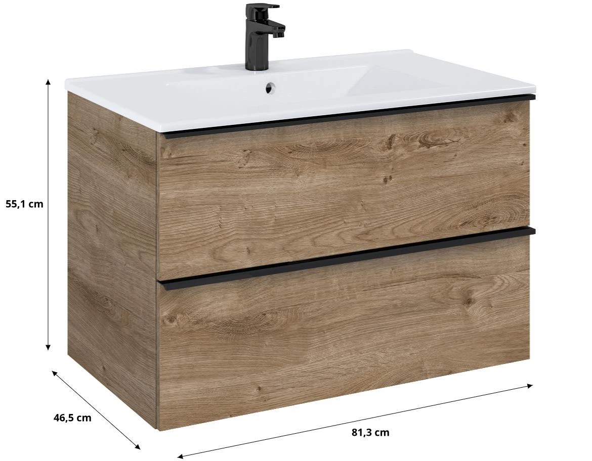 Merkado 80 2S kupatilska baza sa umivaonikom 81,3x46,5x55,1 cm hrast