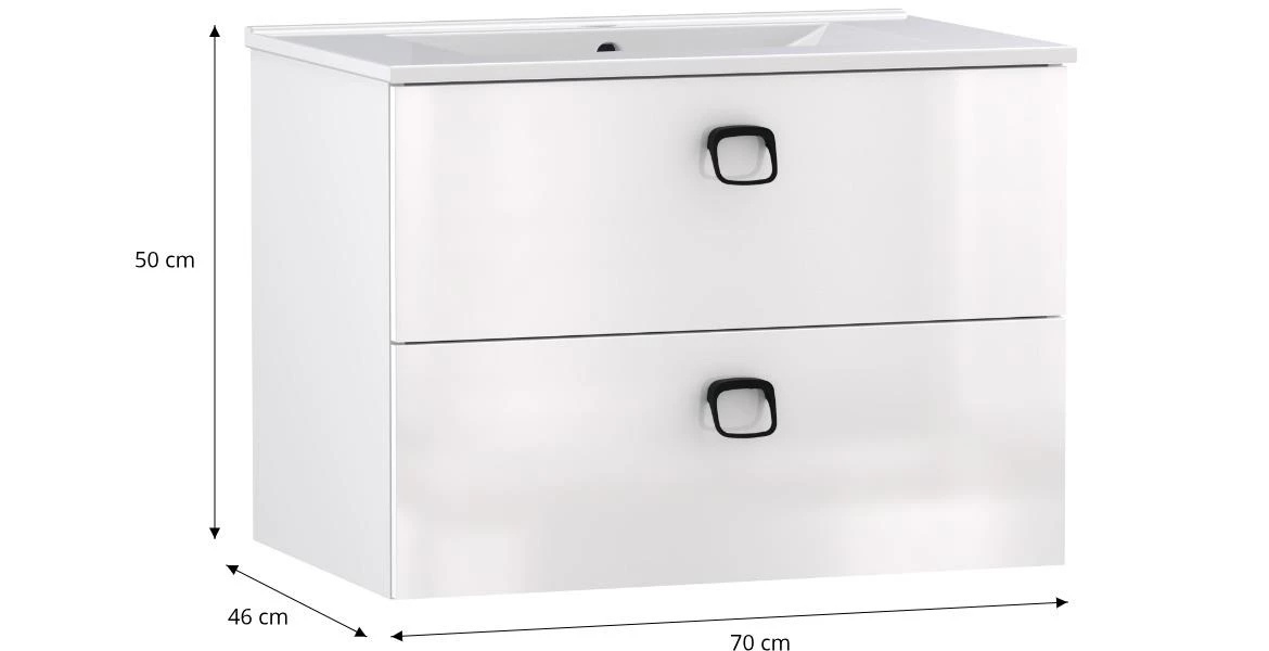 Teone 70 2S kupatilska baza sa umivaonikom 70x46x50 cm bela