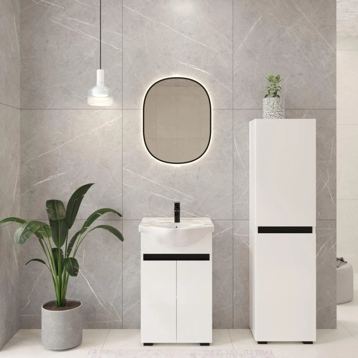 Ajs 50 2D kupatilska baza sa umivaonikom 50x43x82 cm bela