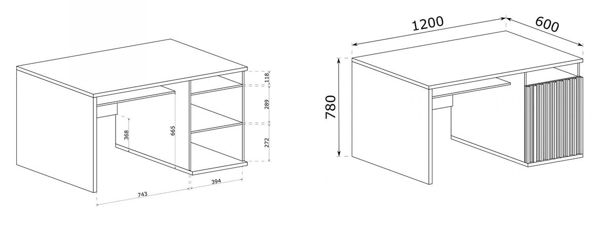 Cali C-19 radni sto 1 vrata 120x60x78 cm natur