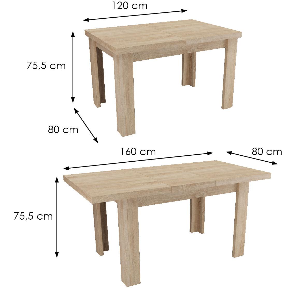 Mali sto 120(160)x80x74 cm sonoma hrast