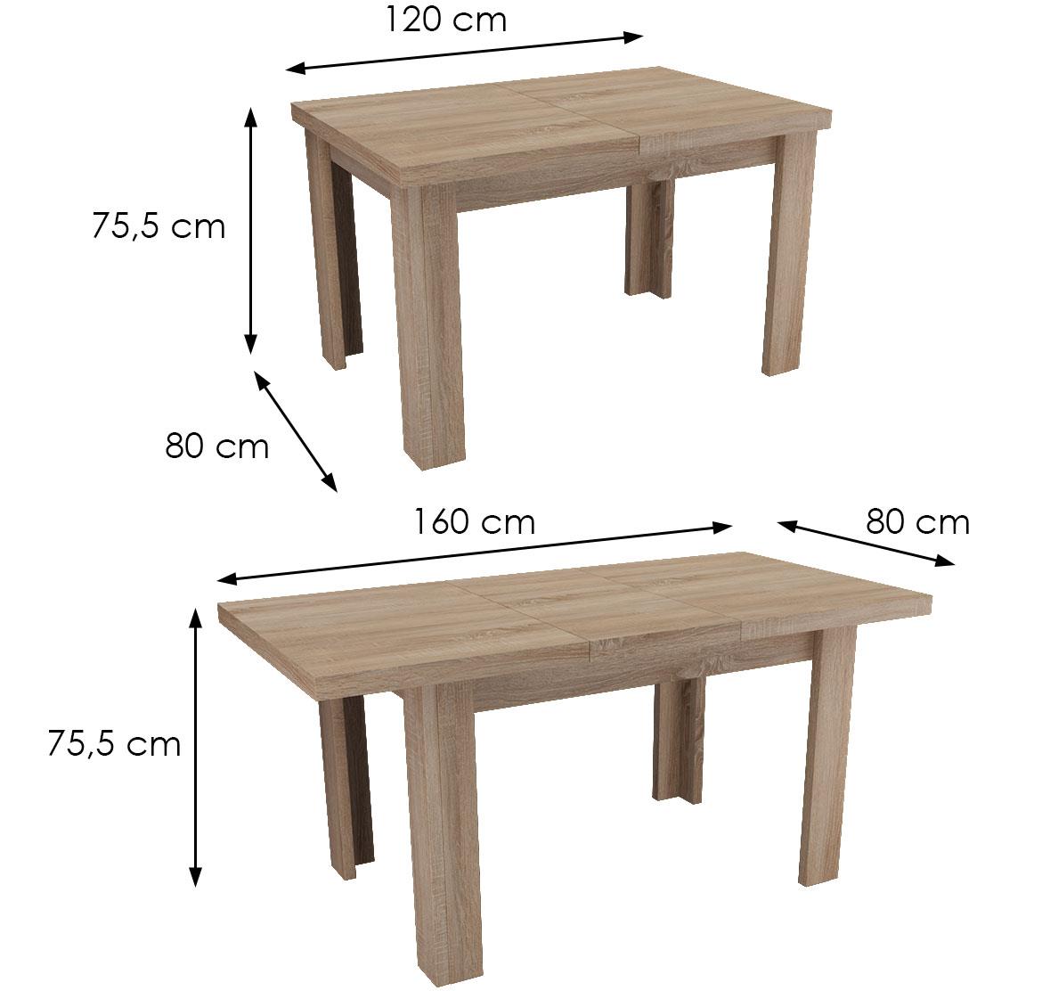 Mali sto 120(160)x80x74 cm tamni hrast