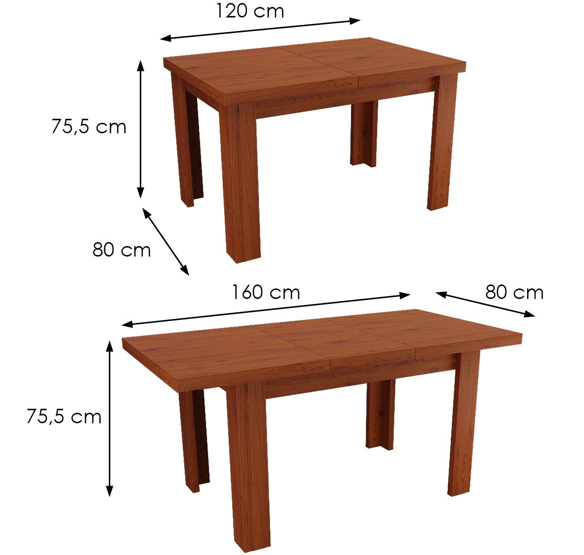 Mali sto 120(160)x80x74 cm stojetni hrast