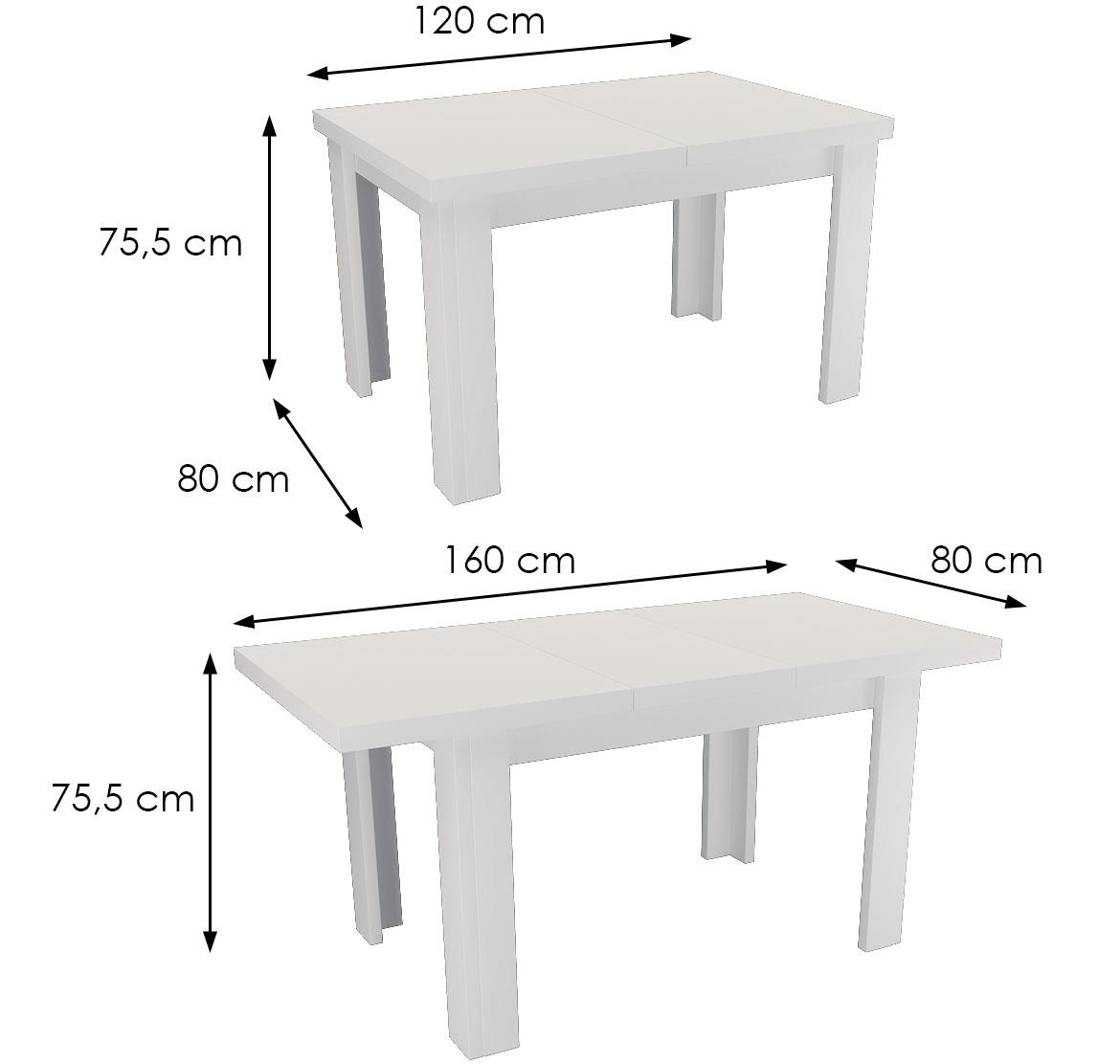 Mali sto 120(160)x80x74 cm alpsko beli