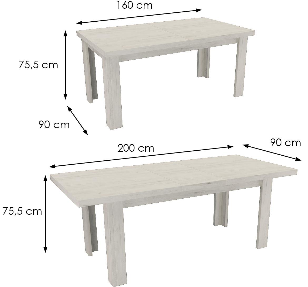 Kora sto 160/200x90x75,5 cm beli kraft