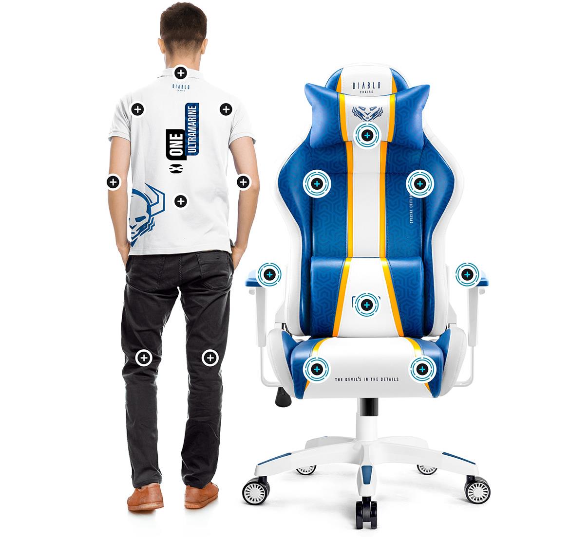 King Diablo X-One 2.0 kancelarijska stolica 72x54x134 cm belo plava