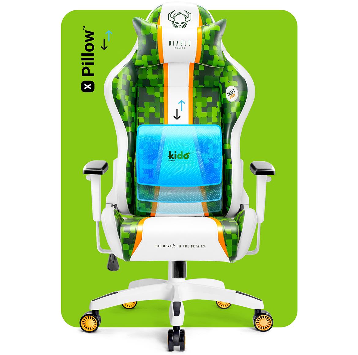 Diablo X-One 2.0 kancelarijska stolica 64x37x110 cm belo zelena
