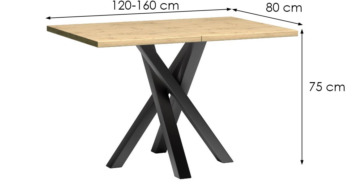 Cali sto 120x80x75 cm hrast hikora