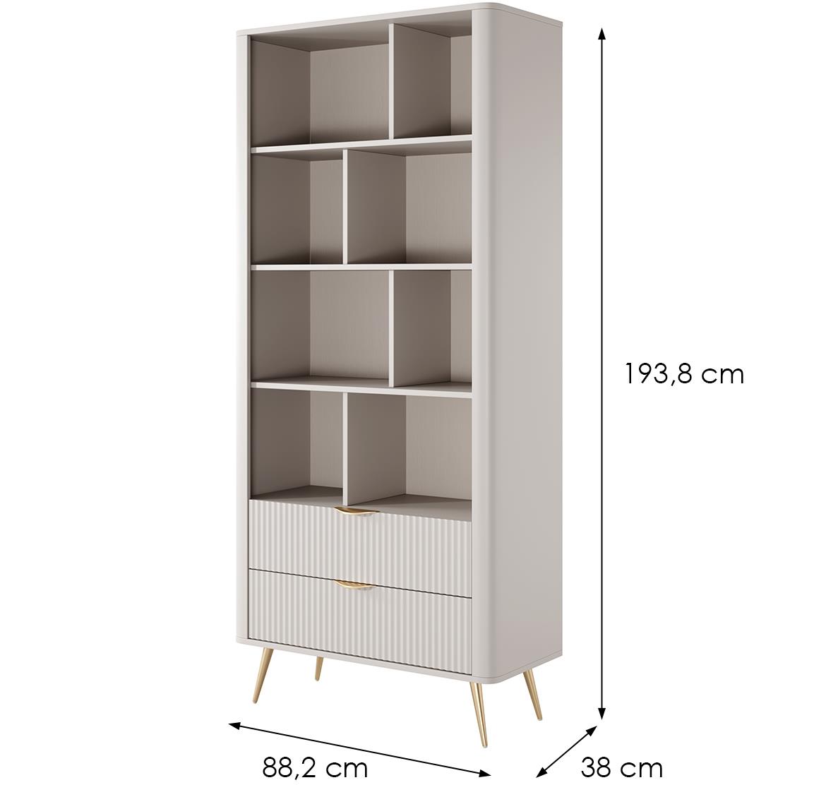 Lante A polica 2 ladice 8 otvora 88,2x38x193,8 cm bež