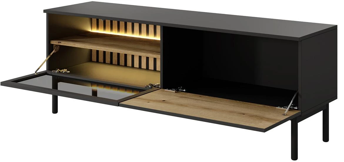 Lang E TV komoda 2 vrata 149,9x39,4x54,8 cm hrast/crni