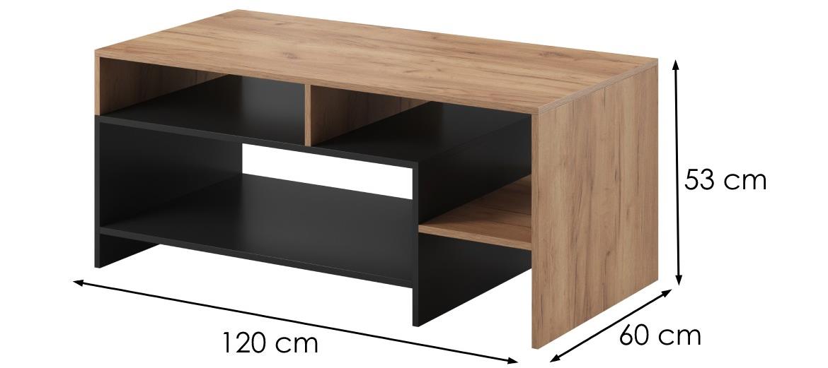 Alva klub sto 120x60x53 cm zlatni hrast/crni