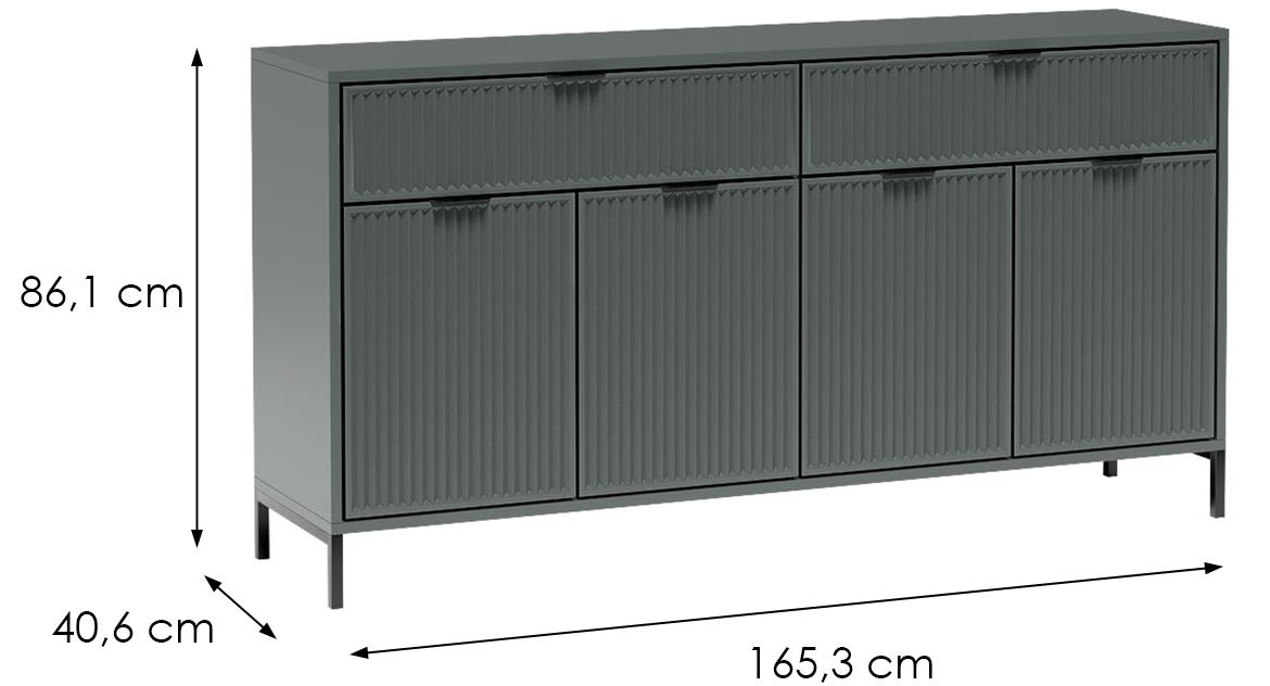 LinkaStyle Ls1 komoda 4vrata+2 fioke 165x40,6x86,1 cm zelena